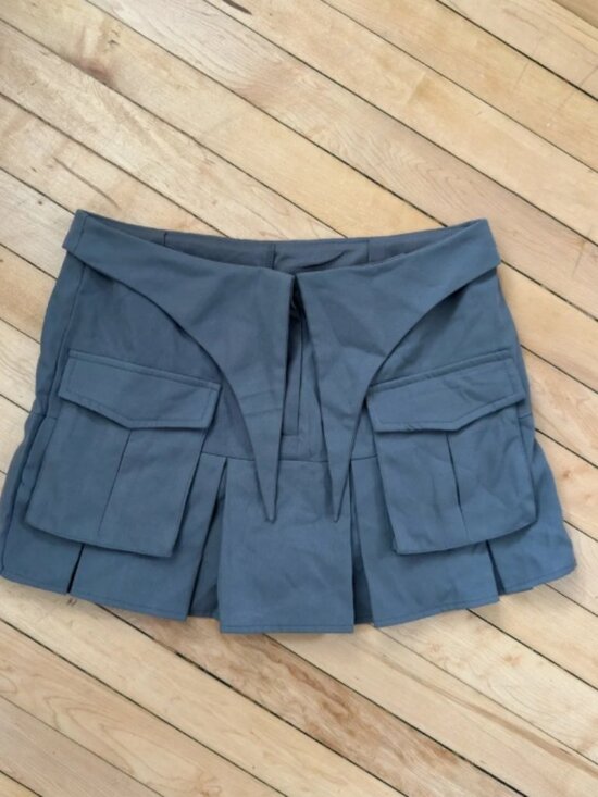 Dresses & Skirts - Pleated Mini Skirt with Cargo Pockets